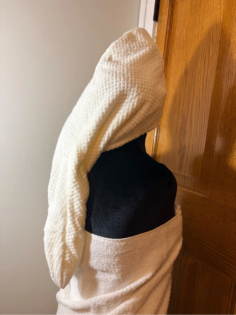 Set Of 4 HAIR Bath Towel(  White Pink Beige Gray White )Long Hair Towel Unisex